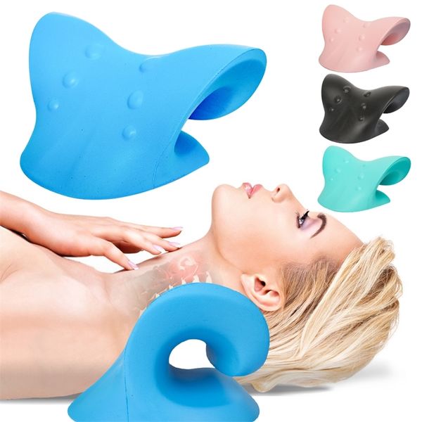 

neck shoulder stretcher relaxer cervical chiropractic traction device massage pillow for pain relief cervical spine alignment 220623