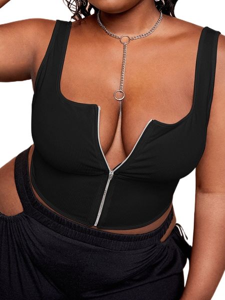 

sxy plus zip front tank x462#, Black