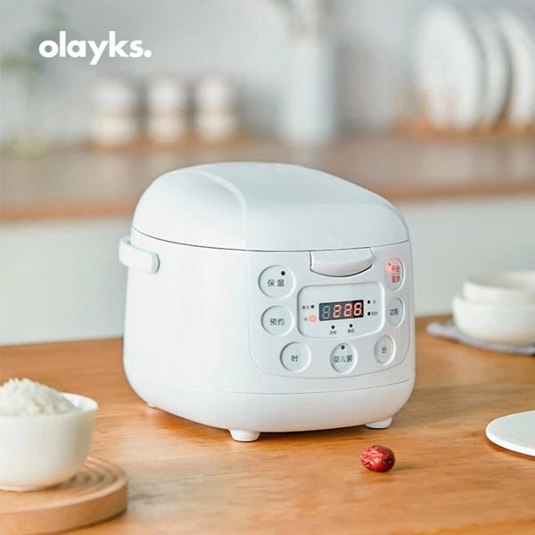 Olayks Mini Fornello di Riso 2L Multifunzione Porridge di Riso Zuppa Torta Yogurt Multi Fornello Per Cucina Domestica 1-3 Persone Prenotazione 24 Ore