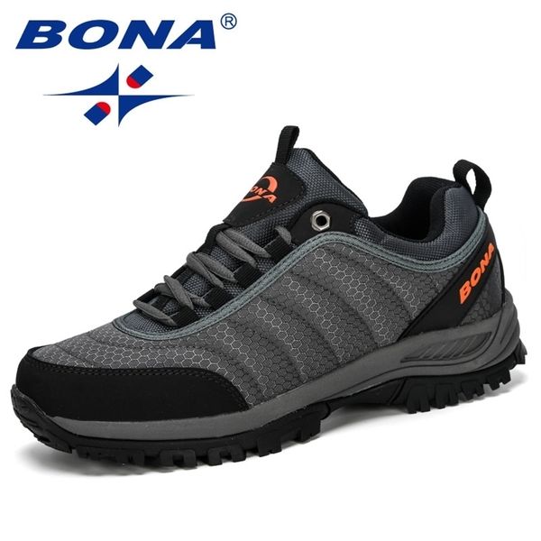 

bona arrival hiking shoes man mountain climbing shoes outdoor trainer footwear men trekking sport sneakers male comfy 220513, Black