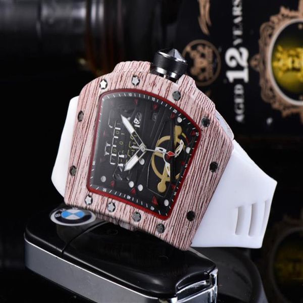 

men's watch automatic quartz movement brand watches rubber strap business sports transparent watchs imported crystal mirror b244u, Slivery;brown