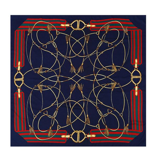 

new twill silk scarf women square head scarves spain chain fashion shawls&wraps hijab lady bandana female silk foulard kerchief 13319w, Blue;gray