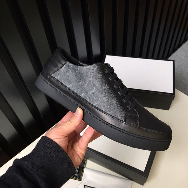 

2022 fashion designer men casual shoes classic printed calfskin running sneakers luxury high basketball shoes loafers, Black