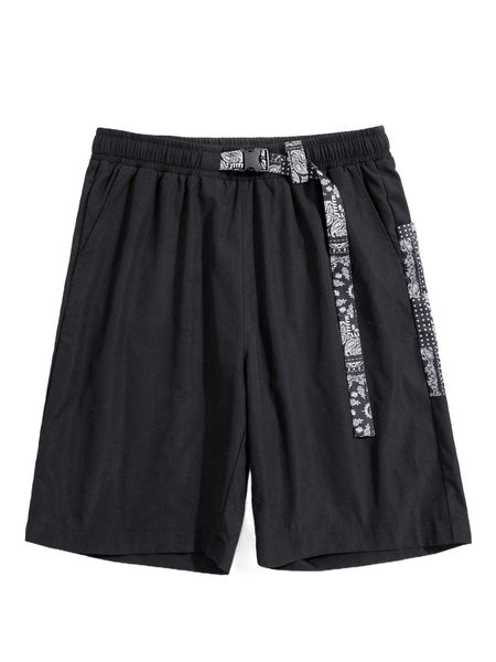 

men paisley print buckled detail shorts n5tc#, White;black