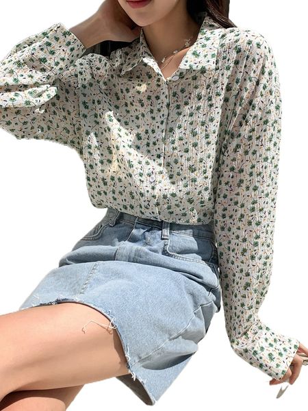 

dazy ditsy floral drop shoulder blouse y8f6#, White