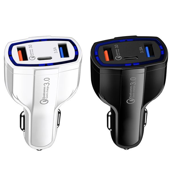 Schnellladendes Auto-Ladegerät, Zigarettenanzünder-Adapter, QC 3.0-Netzteil, Auto-USB-Ladegerät, universelles 3-Port-Schnellladegerät