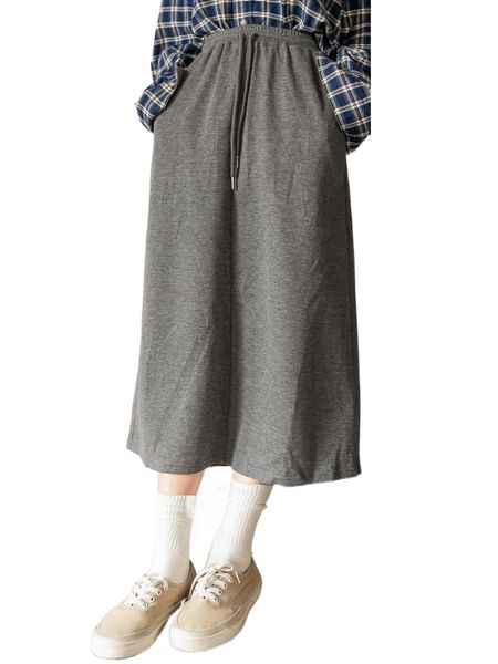 

dazy slant pocket drawstring waist skirt 91jm#, Black