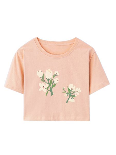 

romwe x shajiillu floral print crop tee 40h1#, White