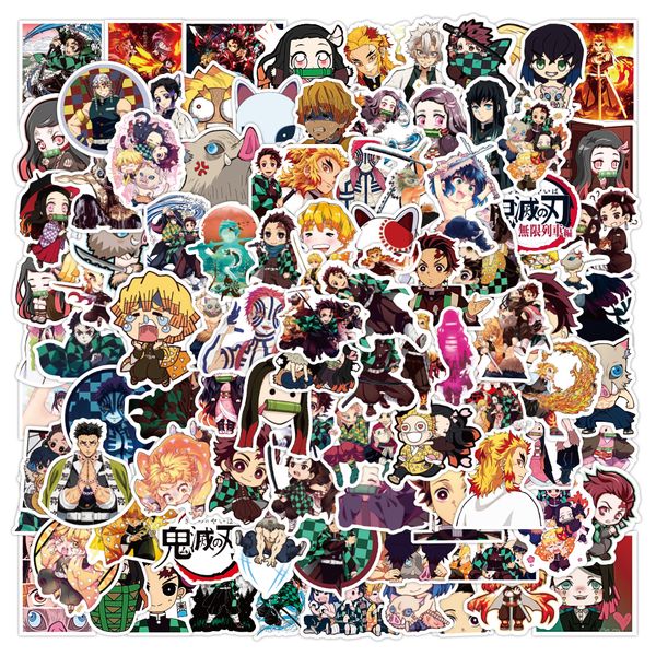 

50pcs/lot anime stickers pack demon slayer kimetsu no yaiba car decals for lapphone case skateboard luggage bike waterproof