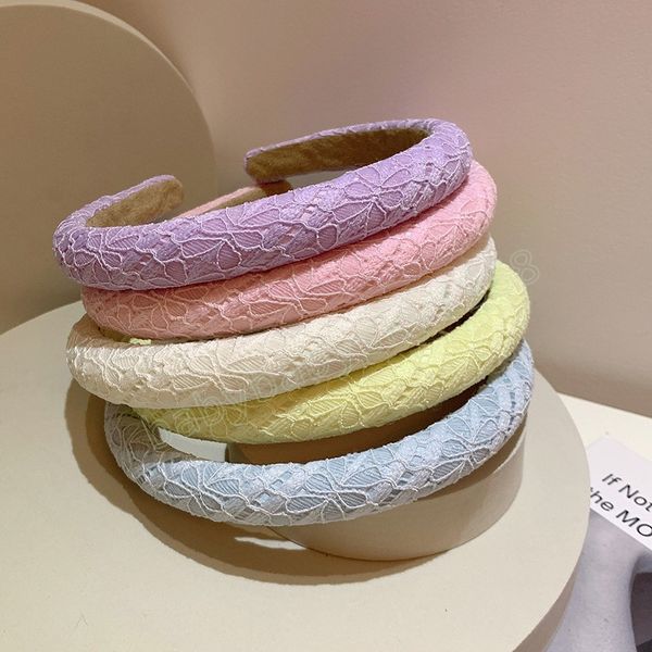 

fashion women's hair accessories sweet temperament wide side hairband tie-dyed fresh color headband, Slivery;white