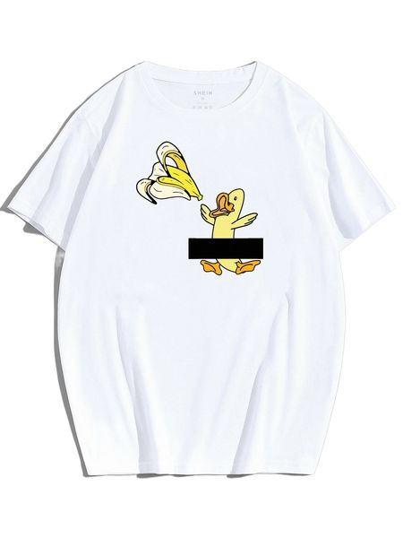 

men banana & cartoon graphic tee a9o2#, White;black