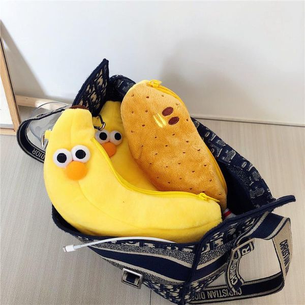 Astucci per cosmetici Borsa coreana Simpatico cosciotto di pollo Banana Astuccio in peluche Astuccio semplice per studenti Borsa di grande capacità Cancelleria Regalo creativoCosme