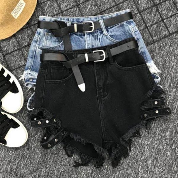 

summer fashion loose black wide leg high waist denim shorts jeans shorts y200403, White;black