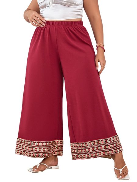 

plus geo print wide leg pants 49rx#, Black