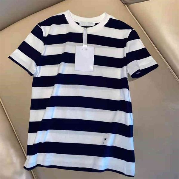 

66% off new spring and summer fashion dijia stripe color matching simple leisure embroidery fresh girl round neck short sleeve, White