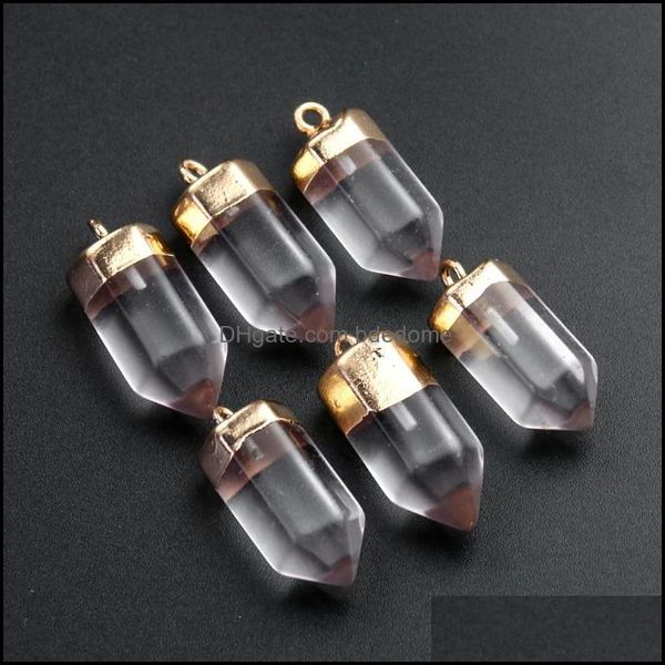 

pendant necklaces pendants jewelry gold point crystal quartz pillar polished charm diy necklace earring dhsaa, Silver