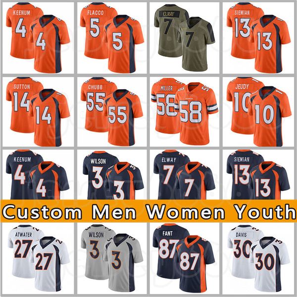 

3 russell wilson custom football patrick surtain ii jerry jeudy justin simmons peyton manning javonte williams john elway bronco'', Black;red