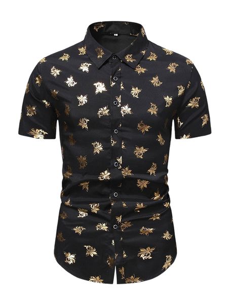 

men random gold floral print shirt l3tw#, White;black