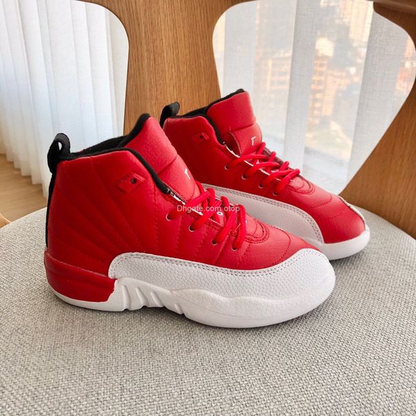 

kids 12 850000-600 basketball shoes 12s gym red girls boys white red sneakers us size 9c-3y eur size 26-35, Black