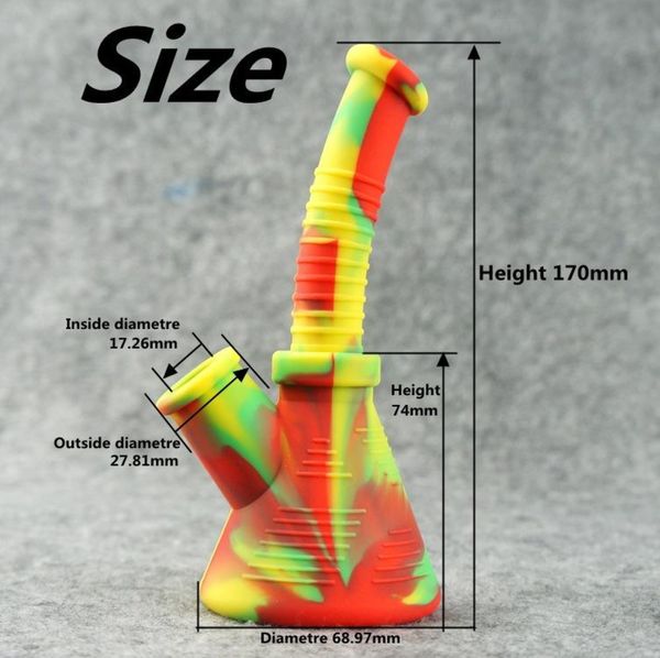 Wasserpfeifen 6,7'' Design Silikon Wasserpfeife Mini Becher Bong unzerbrechliche Oil Rig Tabakbong mit Downstem 14mm