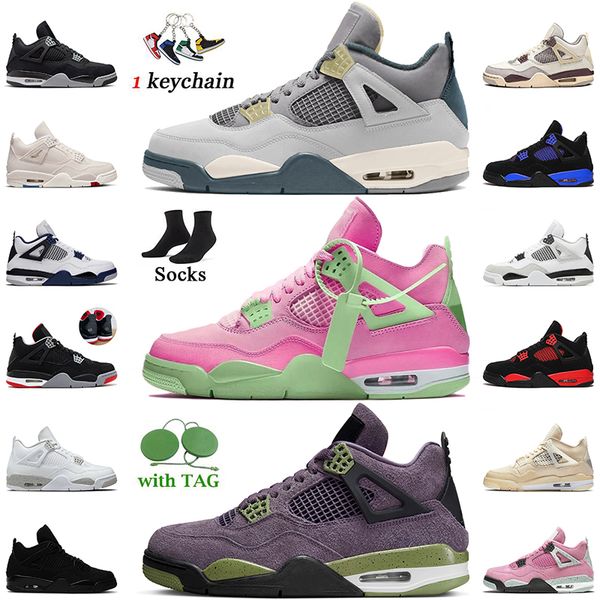 

craft sail pink 4s jumpman 4 men women basketball shoes with socks designer sneakers canyon purpleblack canvas midnight navy blue red thunde, White;red