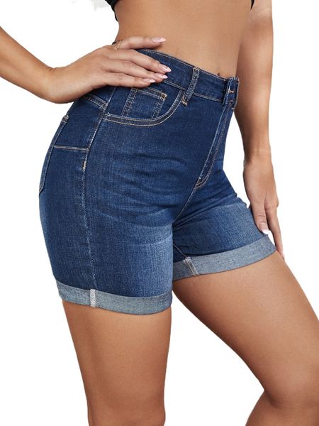 

washed roll up hem denim shorts t24n#, White;black