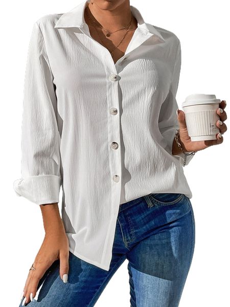 

tall textured button front shirt p7bu#, White