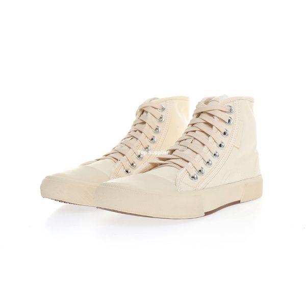 

brand shoes paris high-canvas shoe men dirty skates boots mens vintage skate women vulcanized boot womens sneakers in cream, White;red