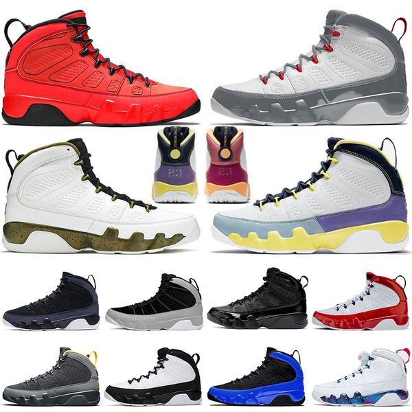 

jumpman 9 9s fire red basketball shoes particle grey chile red sports trainers change the world university gold statue racer blue bred big s