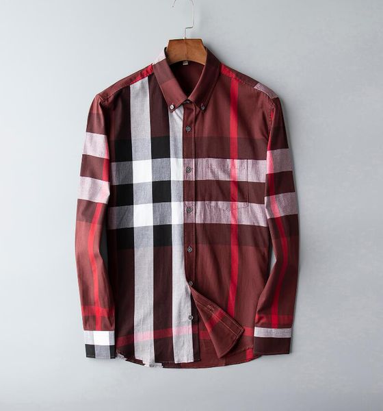 

men's casual shirts designers menswear fashion society red check men solid color business casual long sleeve pocket shirt -3xl #002, White;black