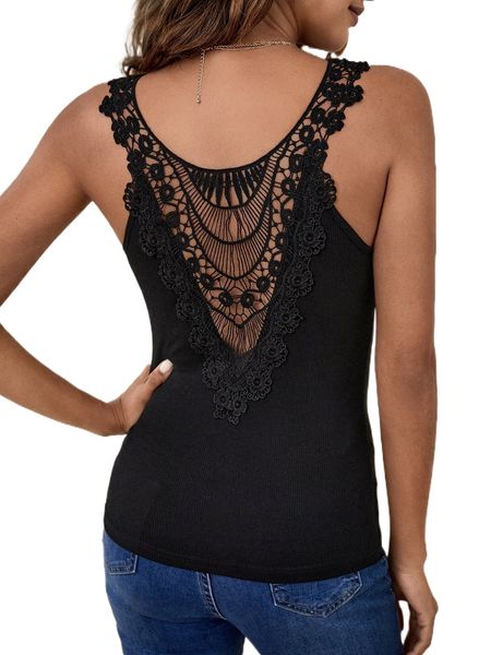

guipure lace panel tank m0am#, White