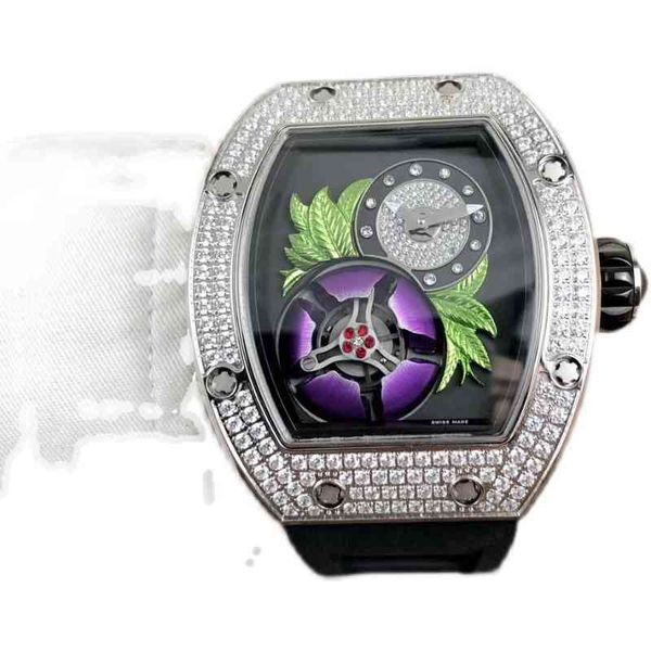 

watches wristwatch luxury richa milles designer men's diamond inlay is flash in the pan blossom fully automatic mechanical watch tape w, Slivery;golden