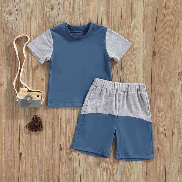 

citgeett summer kids girls boys t-shirt and shorts set stitching short sleeve short pants casual clothing set j220711, White