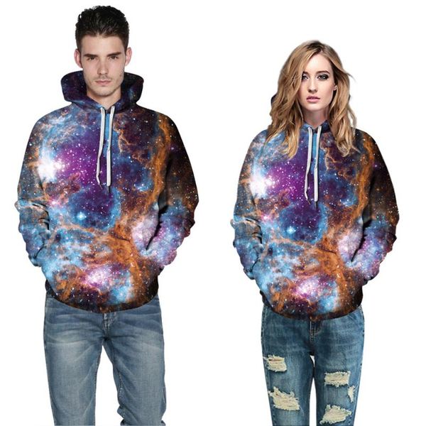 Felpe con cappuccio da uomo Felpe da uomo Moda 3D Felpa con cappuccio Harajuku Colorato Galaxy Vernice Anime Stampa Donna Felpa con cappuccio Uomo Casual Pullover Cl