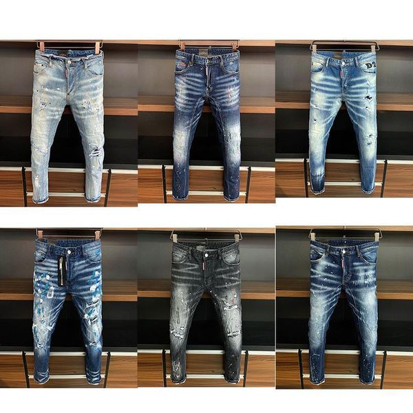 

jean dsq mens denim jeans ripped pants skinny slim broken italy style fashion men hole bik dsquare 2 dsquareds dsq2s dsqs fos, Blue