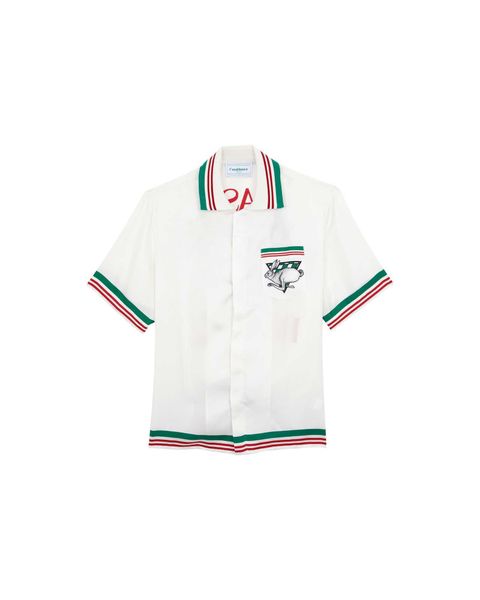 

original new casablanca 22ss sport knit rabbit silk hawaiian short sleeved shirt, White;black