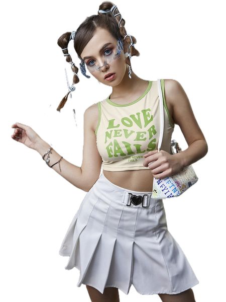 

slogan graphic contrast binding tank crop k19a#, White