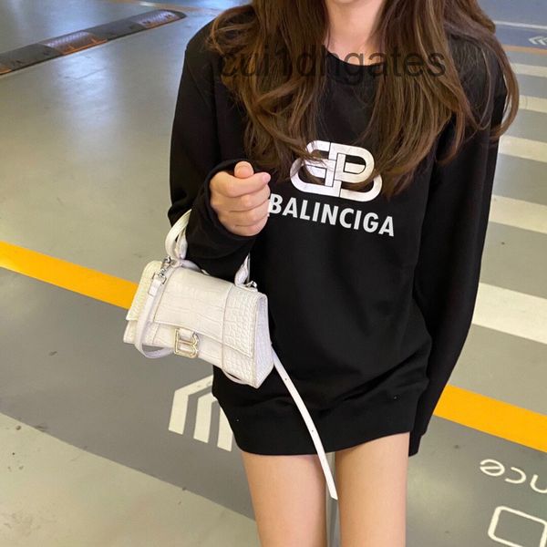 

2022 designer b br coats and hoodies women's medium length sweater ins chaogang chic loose korean design plush 2022 spring autumn new s, Black