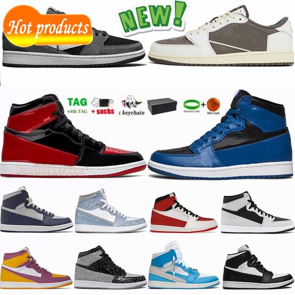 

stage haze 1s mens basketball shoes 1 unc twist dark reverse mocha university blue grey hyper bred patent royal heritage sports sneakers, Black
