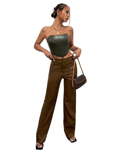 

zip back pu leather tube p7n4#, White