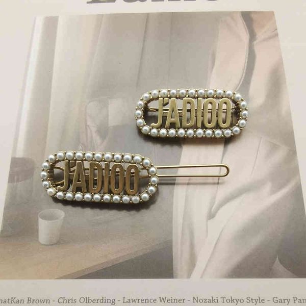 

2022 factory wholesale new dijia pearl brooch hairpin edge clip simple minority high-grade hair accessories female, Golden;silver