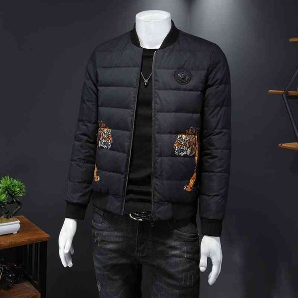 

fashion new men's down jacket luxury brand designer wholesale graffiti slim fit print casual, Black