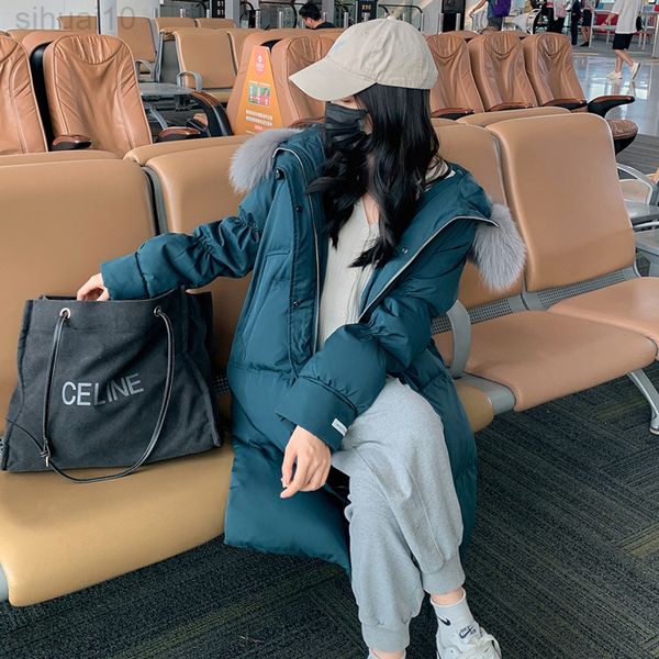 

new winter jacket women's warm hooded long down cotton jacket parka coat women korean casual loose elegant winter jacket l220730, Black