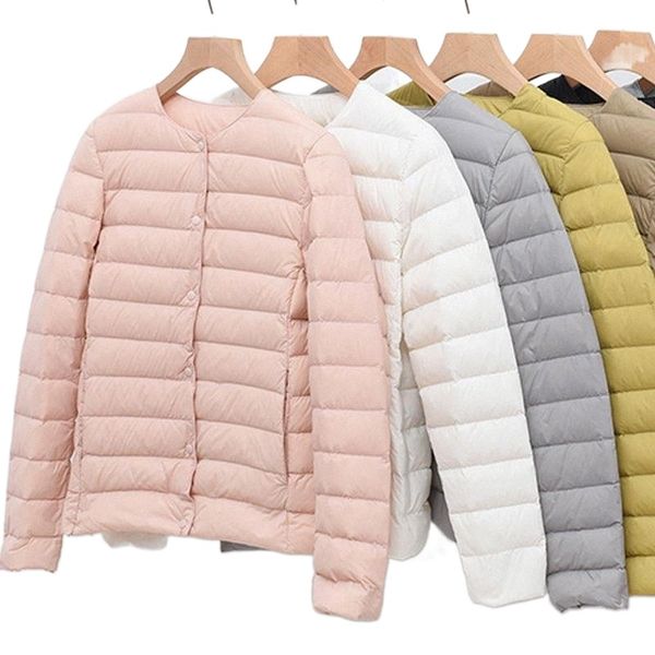 

women's down & parkas cotton padded jacket for women spring 2021 collarless ultra light quilted coat warm winter h7il#, Black