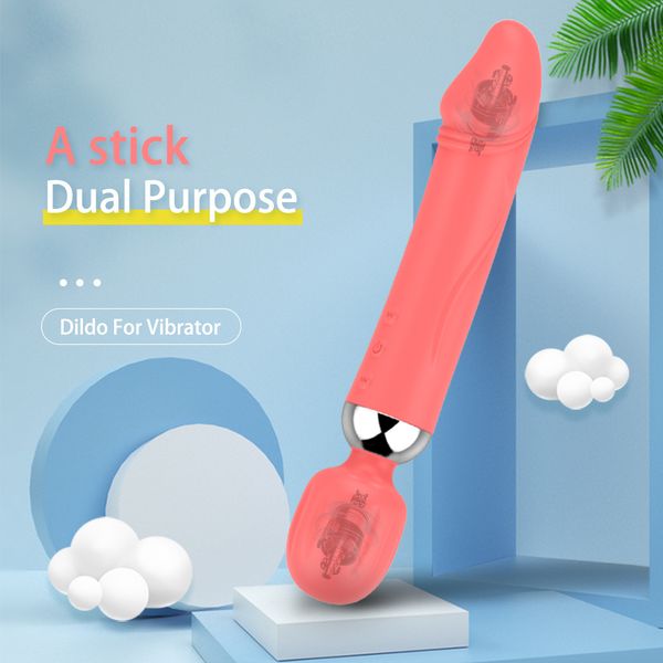 Сексуальная игрушка для женщины One Stick Dual-Use AV Dildo Vildo 12-ступенчатая вагинальная стимуляция G-Spot Clitoral Massager Toys Взрослые 18