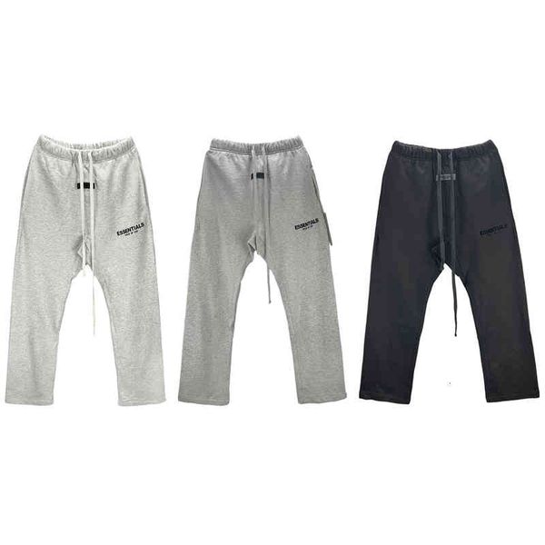 

men's pants correct version of fog double line letter printing casual loose straight tube pants running style 8mpa, Black