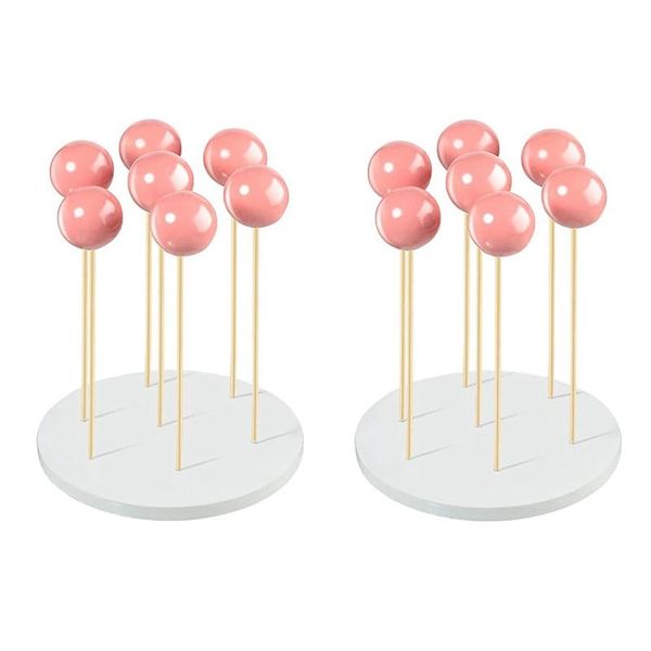 Outro suporte para bolo de pacote de pacote Bakeware Beau -2 - 7 buracos Lollipop Display Round Candy ou Sucker para festa de aniversário de casamento em