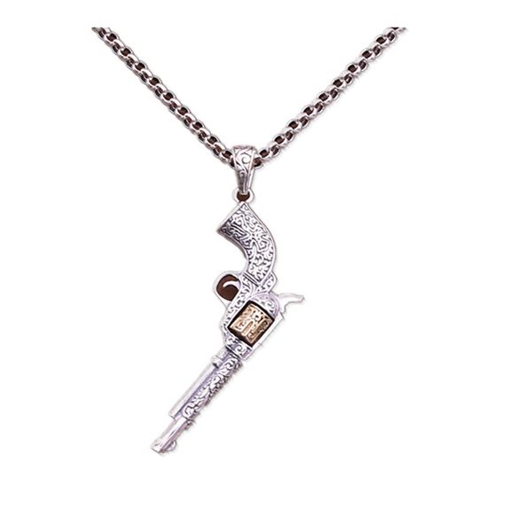 

925 sterling silver revolver pistol gun pendant necklaces american european vintage antique designer luxury jewelry accessories