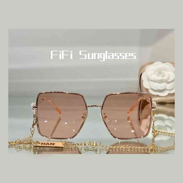 

sunglasses fashion square uv protection net red small fragrance chain sunglasses ch5851 large face appears thin tan, White;black