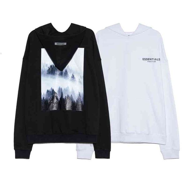 

men's hoodies sweatshirts autumn winter fog seventh season forest white hoodie for men and women, Black